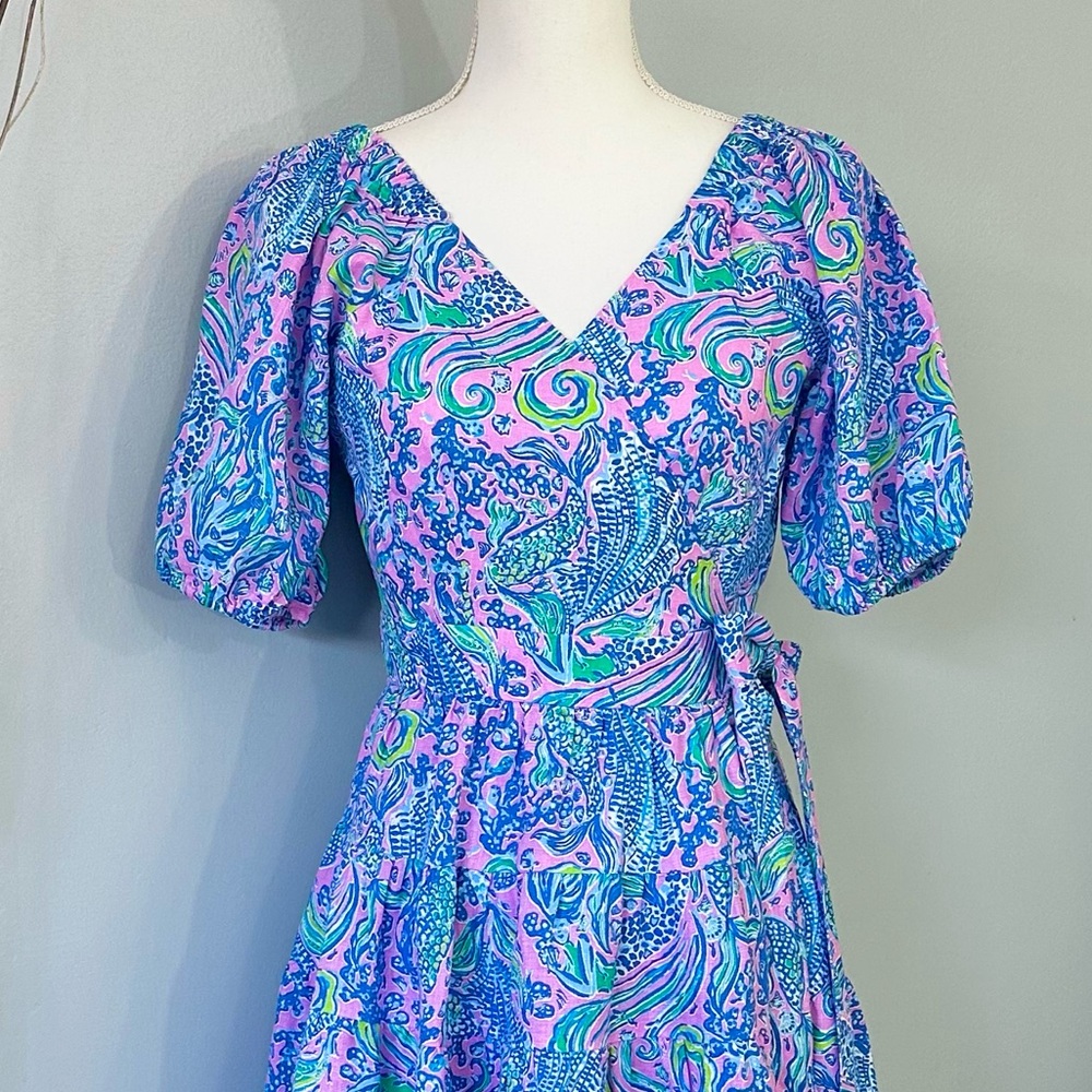 Lilly Pulitzer Iralee Linen Wrap Dress Lilac Rose We Mermaid Style 012609 - Picture 7 of 15